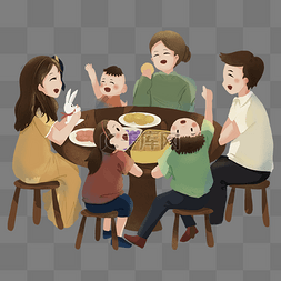 餐桌顶视图片_中秋节一家人团圆一起吃饭