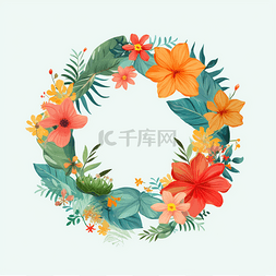 花环图片_夏季彩色植物花环