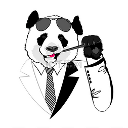 动物园卡片图片_熊猫穿西装的肖像