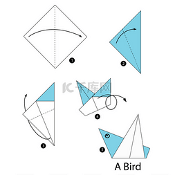 一步一步的说明如何使折纸 A 鸟.