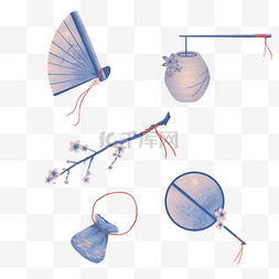 折扇图片_古风梦幻七夕贴纸