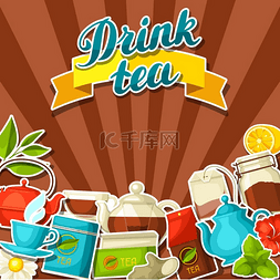 黑色背景茶壶图片_背景与茶和配件、包和水壶。