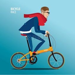 商务男士办公室图片_时尚男士骑一辆折叠自行车
