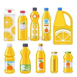 橙汁海报手绘图片_橙汁瓶图标设置.