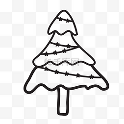 圣诞树简画图片_黑色线条卡通线稿圣诞树