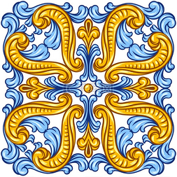 葡萄牙天青瓷砖图案地中海传统装