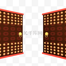 红大门图片_开门红立体建模大门开门大吉