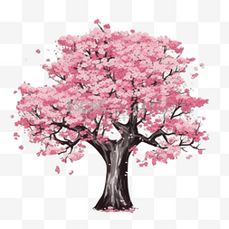 卡通樱花树图片_卡通手绘开满樱花的樱花树