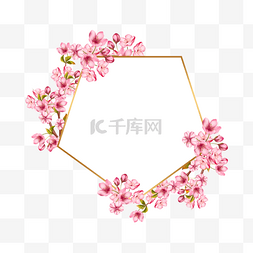 粉色樱花开放枝叶装饰边框