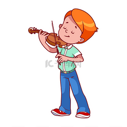 卡通男孩拉小提琴.