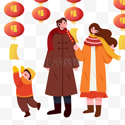 一家人看图片_新年元宵元宵节全家福一家人看灯