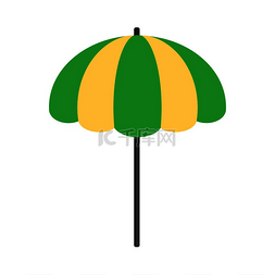 旅游黄色背景图片_沙滩伞图标海滩遮阳伞黄色和绿色