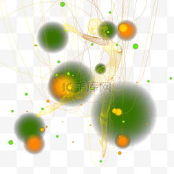 金色丝线抽象光效线条人物