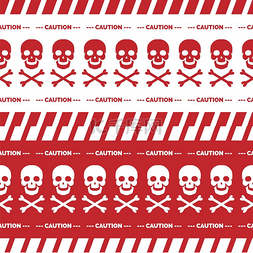 危险带图片_红色和白色的无缝边界-带头骨的
