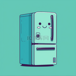 扁平卡通厨房冰箱小家电元素
