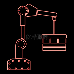 机器人手图片_霓虹灯机器人手操纵器红色矢量插