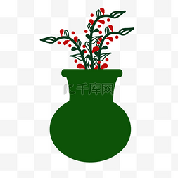 圣诞节花瓶图片_绿色圣诞庆典花瓶图形