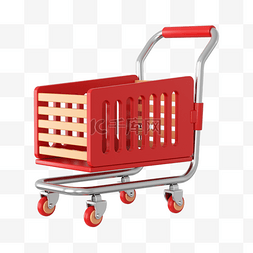 3DC4D立体红色购物车