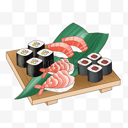 日本盘子装饰图片_卡通日本寿司紫菜包饭