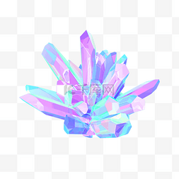 3D立体紫色水晶堆