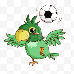 彩色足球图片_足球运动卡通绿鹦鹉形象