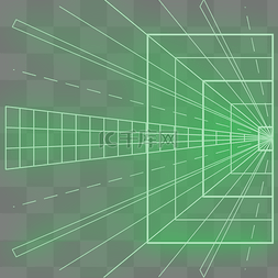 绿色游戏背景图片_荧光发光透视矩形科技底纹