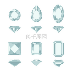 钻石和宝石的形状。钻石在顶视图