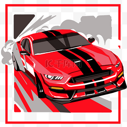 汽车广告素材背景图片_赛车速度红色卡通徽标