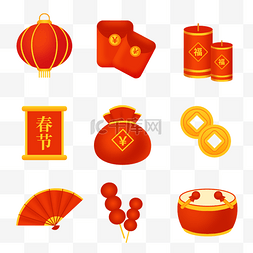 福图片_红色新年图标贴纸套图