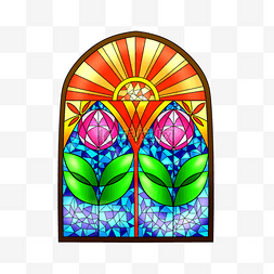 彩色玻璃窗图片_哥特式风格教堂玻璃窗