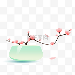 花瓶一枝花图片_新中式春暖花开桃花瓶插花
