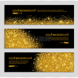 Gold banner with glitter black background
