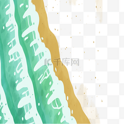 绿色海水海浪沙滩边框图