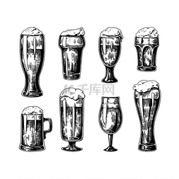 饮料图片_手绘啤酒杯。