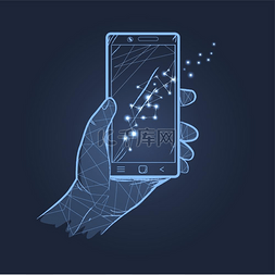手智能手机黑暗主题矢量图。