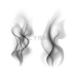 燃烧的烟矢量图片_烟熏黑透明的烟云蒸汽香烟或水烟