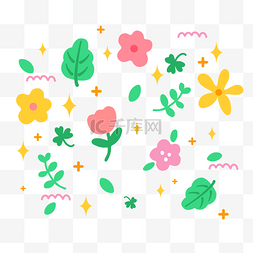 拼色几何背景图片_可爱矢量花花植物背景