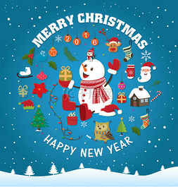 圣诞节活动图片_老式圣诞节海报设计与雪人