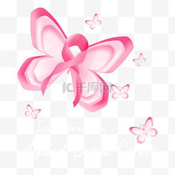 蝴蝶丝带丝带图片_国际抗击乳腺癌日水彩粉色轻盈丝