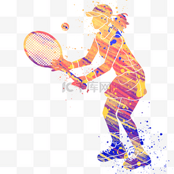 抽象丰富图片_女生网球运动员剪影