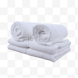 白色毛巾卷折叠酒店清洁