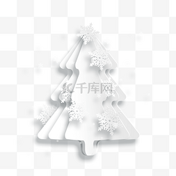 创意白色花纹圣诞树剪纸