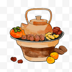 围炉煮茶坚果橘子板栗