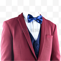红西装白衬衫摄影图领结