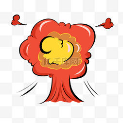 爆炸卡通特效图片_红色蘑菇云卡通风格爆炸