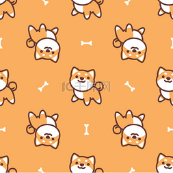 Cute shiba inu dog seamless pattern, vector i