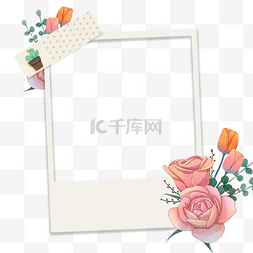 手账素材图片_粉色玫瑰花瓣手账花卉相框