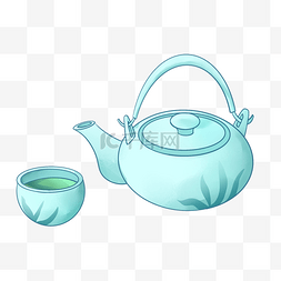 蓝色中国风茶壶