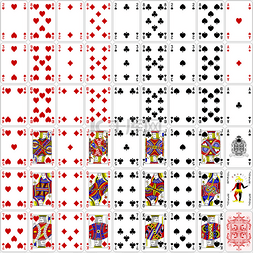 扑克卡全套四色经典设计 400 dpi