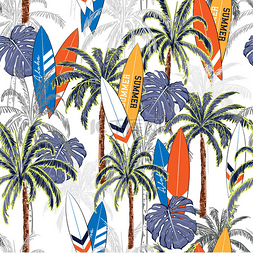  暑假手绘热带图案，手绘棕榈树